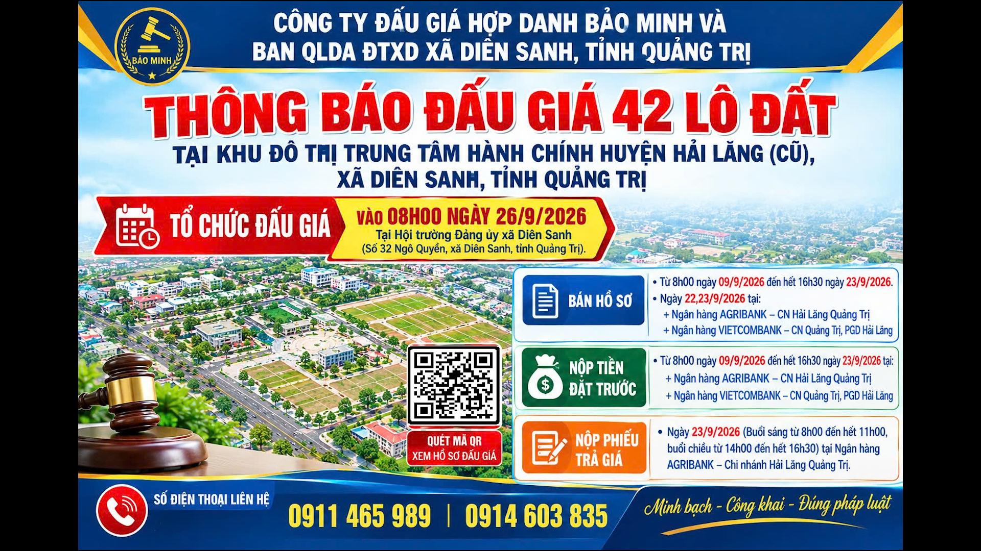 Tổ chức đấu giá 42 lô đất tại Khu đô thị Trung tâm hành chính huyện Hải Lăng cũ